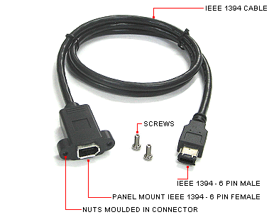 panel mount ieee 1394 cable